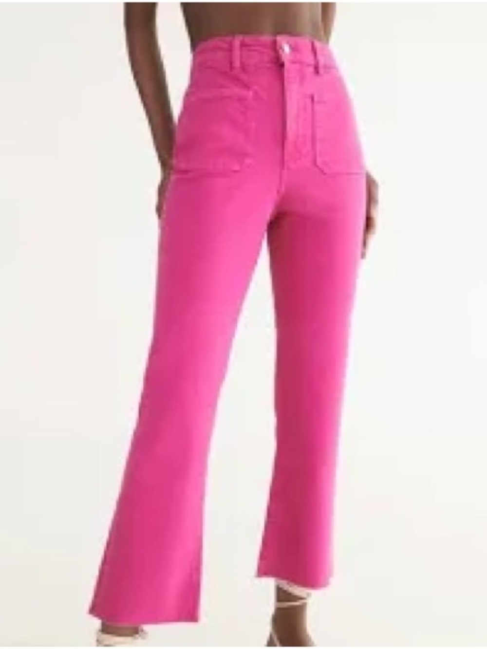 Zara High-Waist Pink Flare Wide-Leg Jeans
